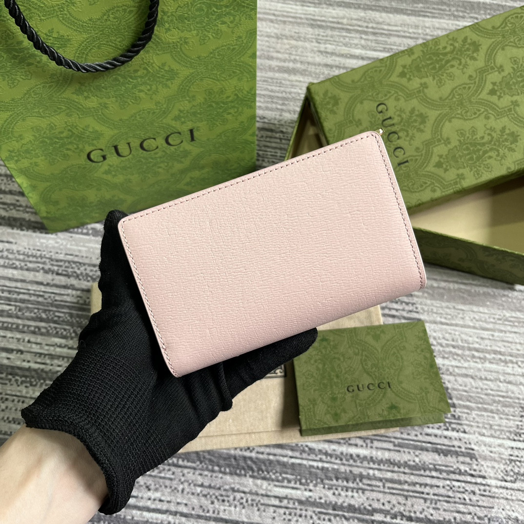 G*u*i script zip-around wallet pink 14 x 18.5 x 3cm