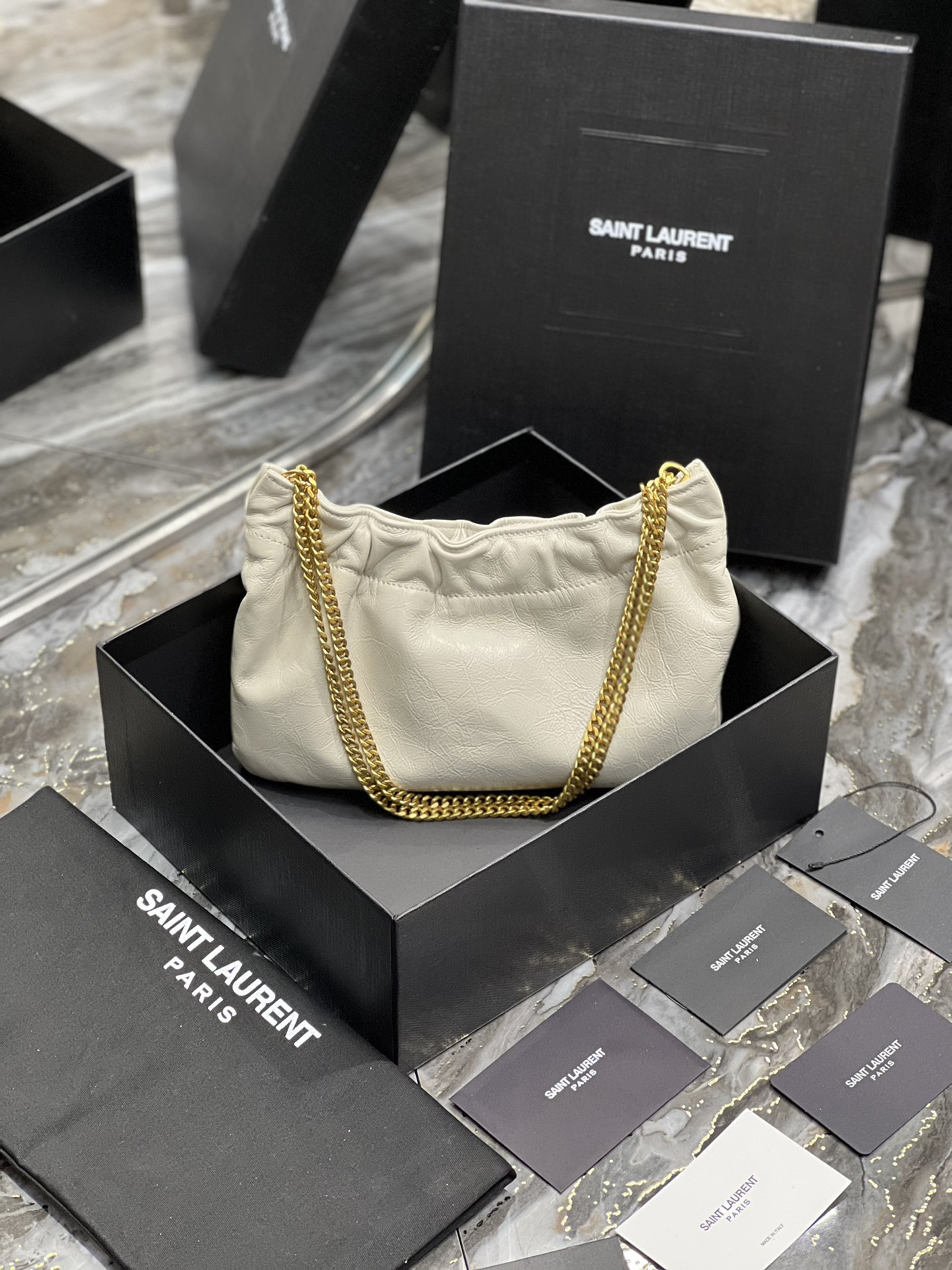 Y*L mini leather shoulder bag white 24x14x4 cm