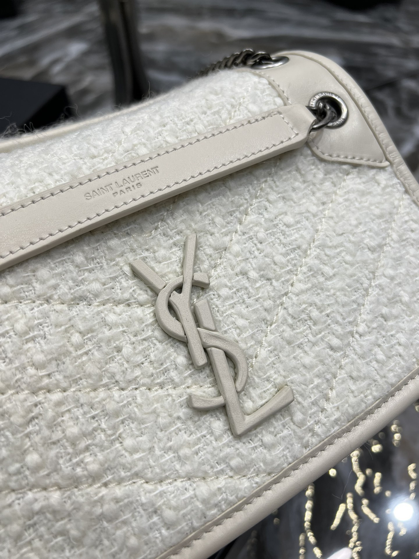 Y*L niki medium in white 11 x 7.8 x 3.3 inches