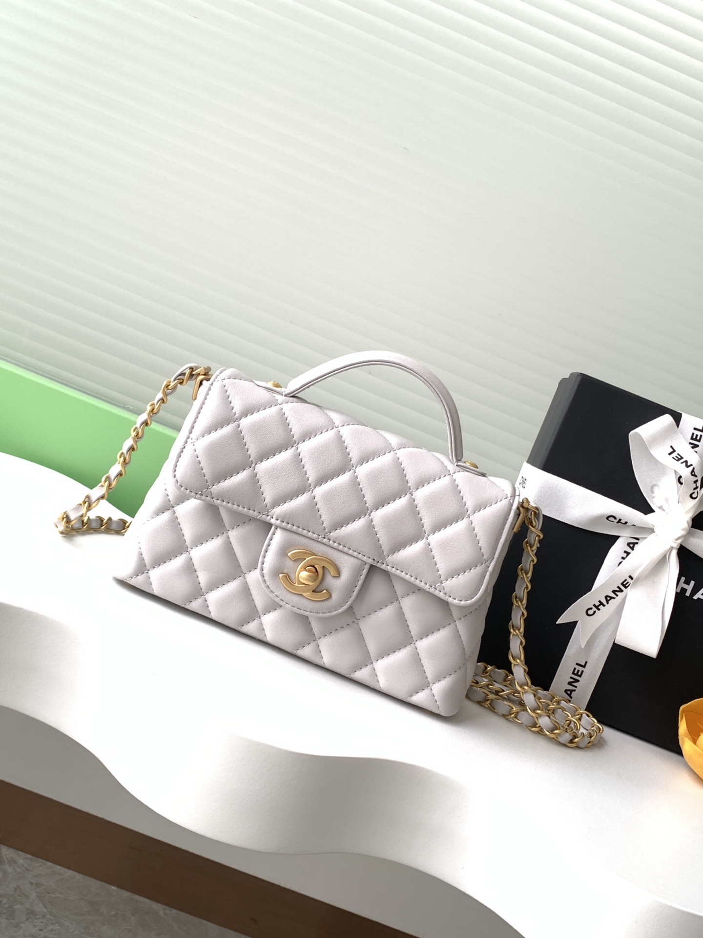 Ch*el small top handle flap bag as5355 14x20x6cm