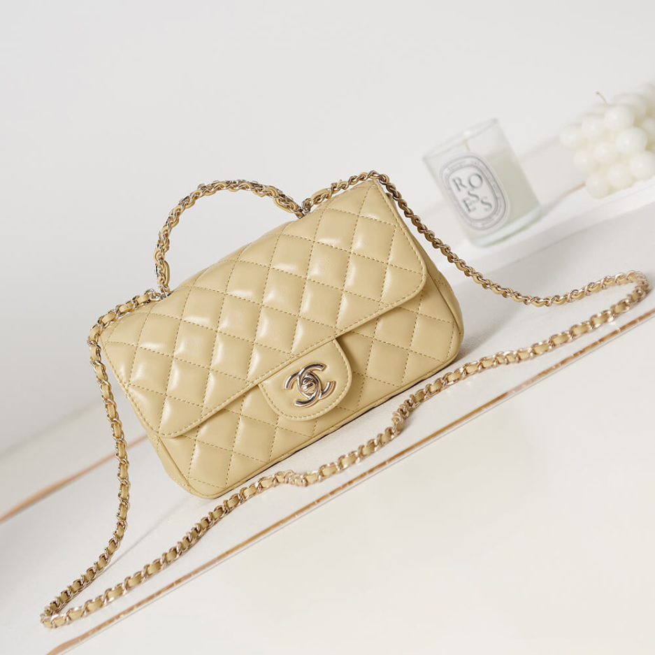 Ch*el mini flap with top handle
